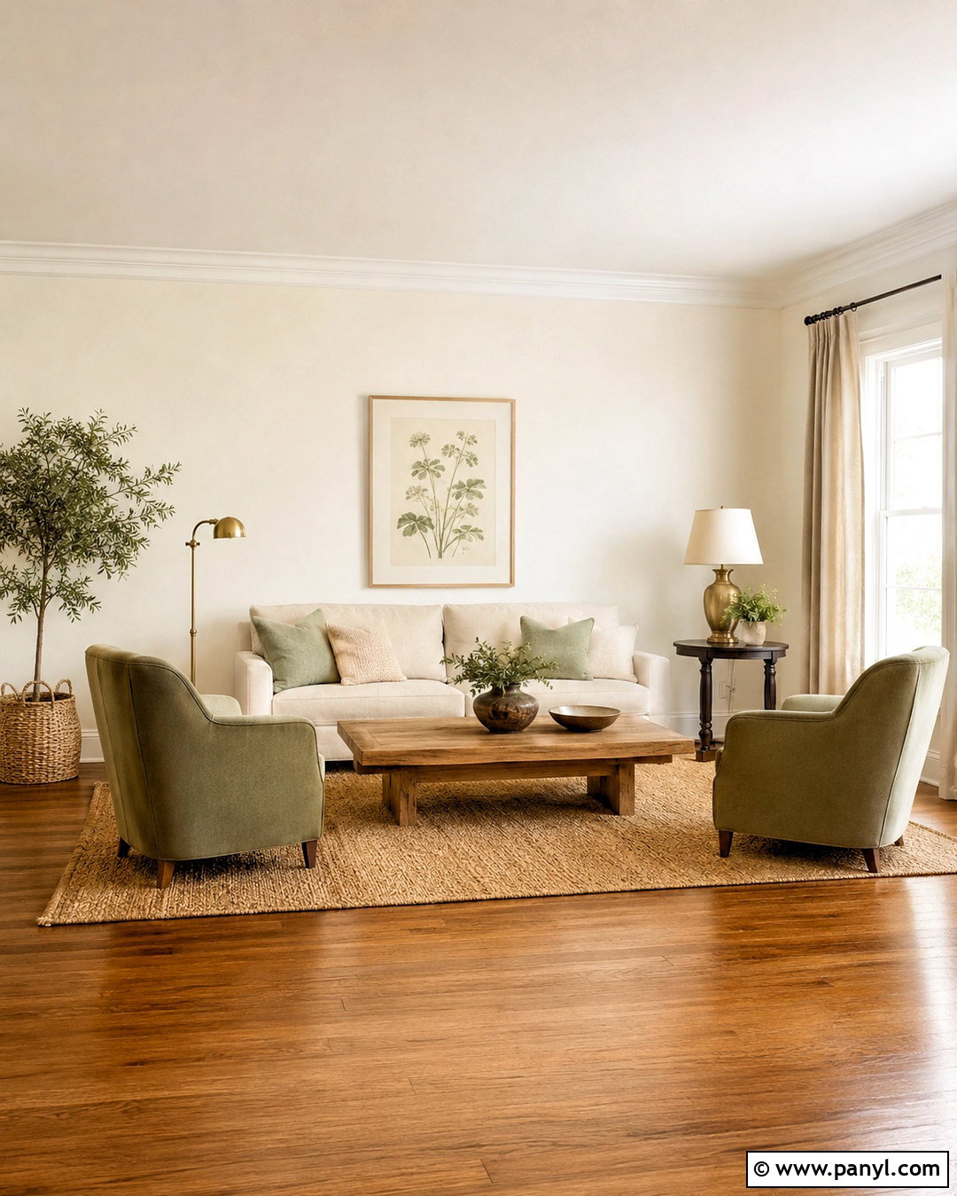 Bone White Living Room With Sage Green - 20 bone white paint color ideas
