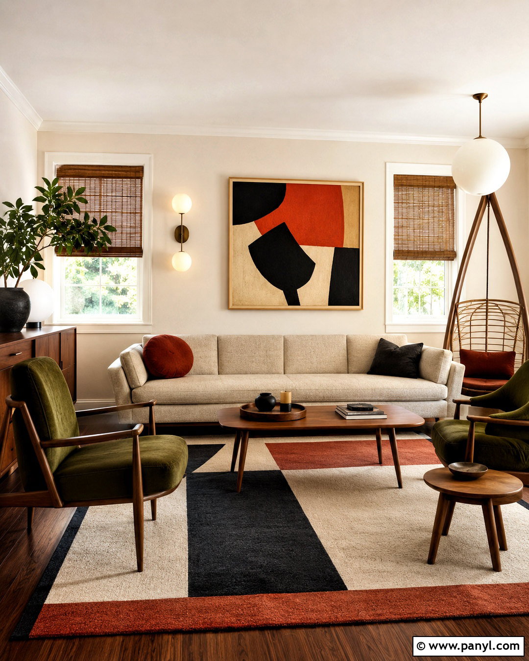 Bone White Midcentury Living Room - 20 bone white paint color ideas