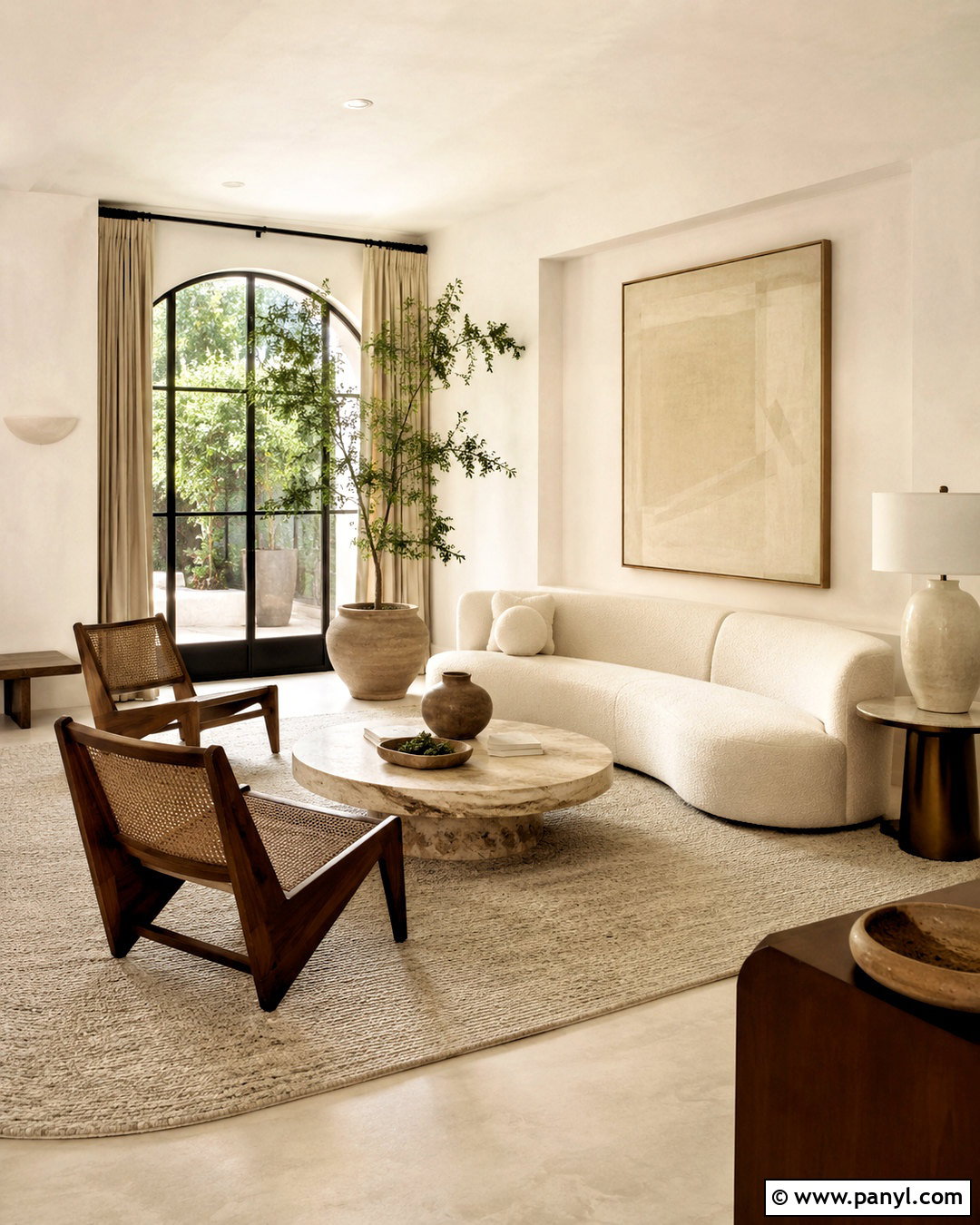 Bone White Modern Organic Living Room - 20 bone white paint color ideas