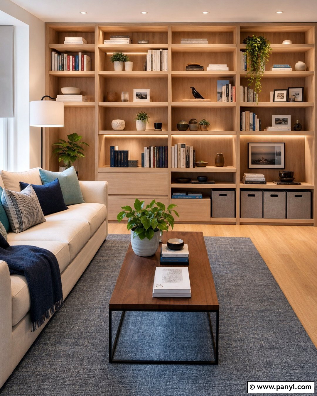 Bookshelf Living Room Accent Wall - 20 Accent Wall Small Apartment Ideas