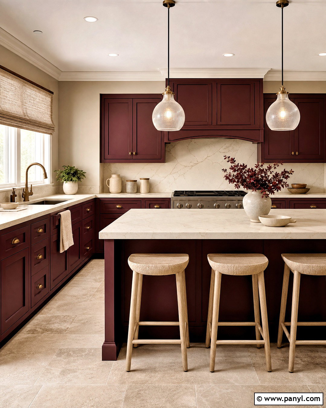 Bordeaux Kitchen With Cream Quartz - 20 bordeaux kitchen ideas