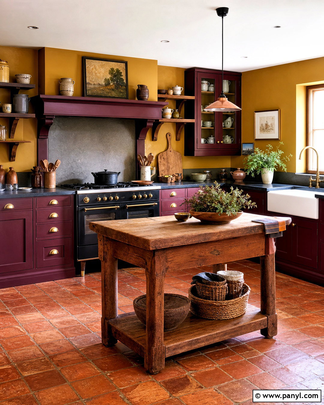 Bordeaux Kitchen With Mustard Yellow Walls - 20 bordeaux kitchen ideas