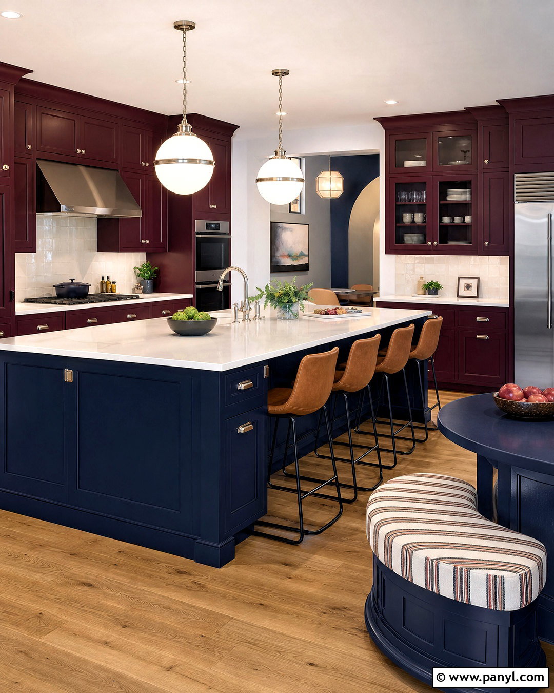 Bordeaux Kitchen With Navy Blue Accents - 20 bordeaux kitchen ideas