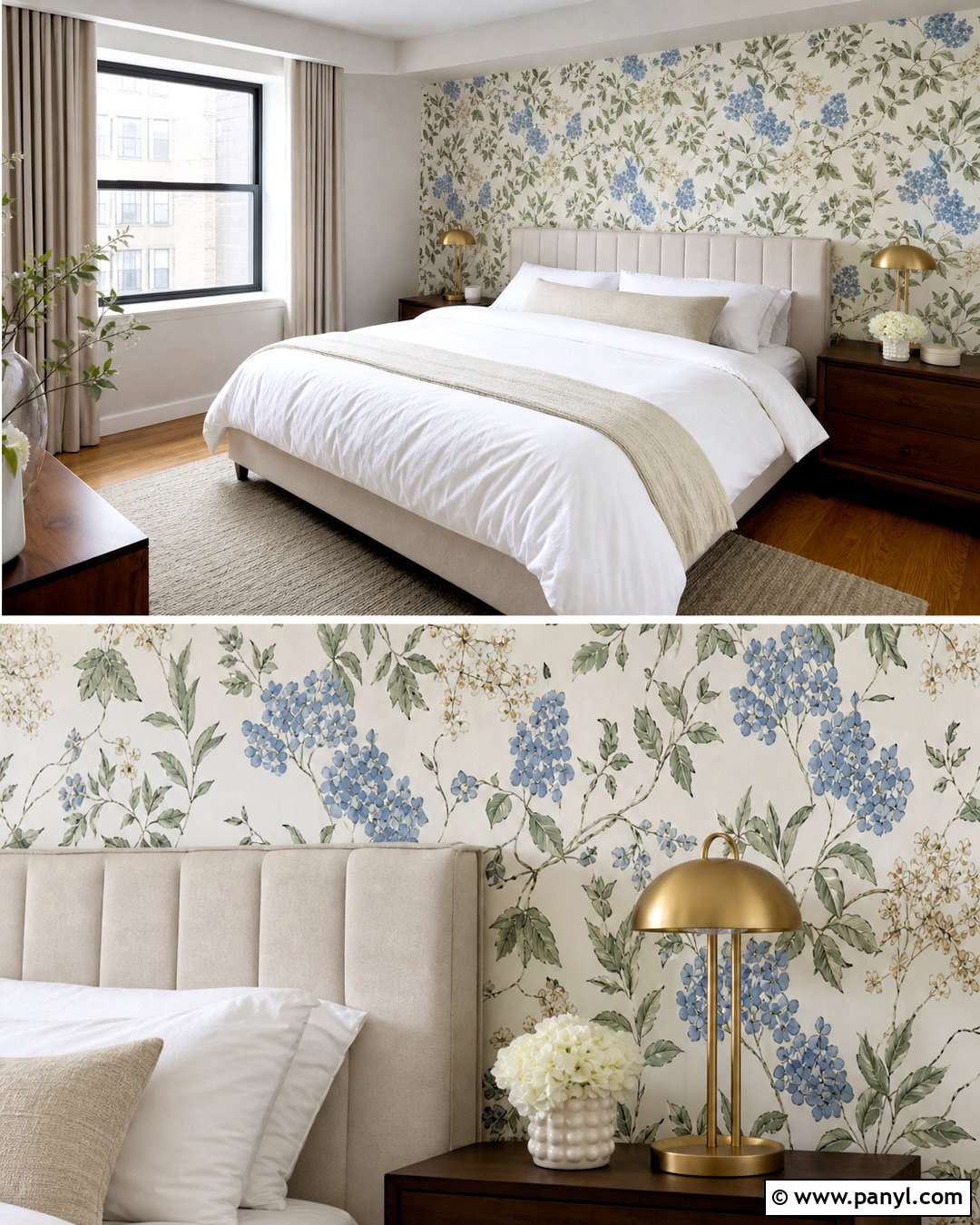 Botanical Bedroom Accent Wall - 20 apartment accent wall ideas