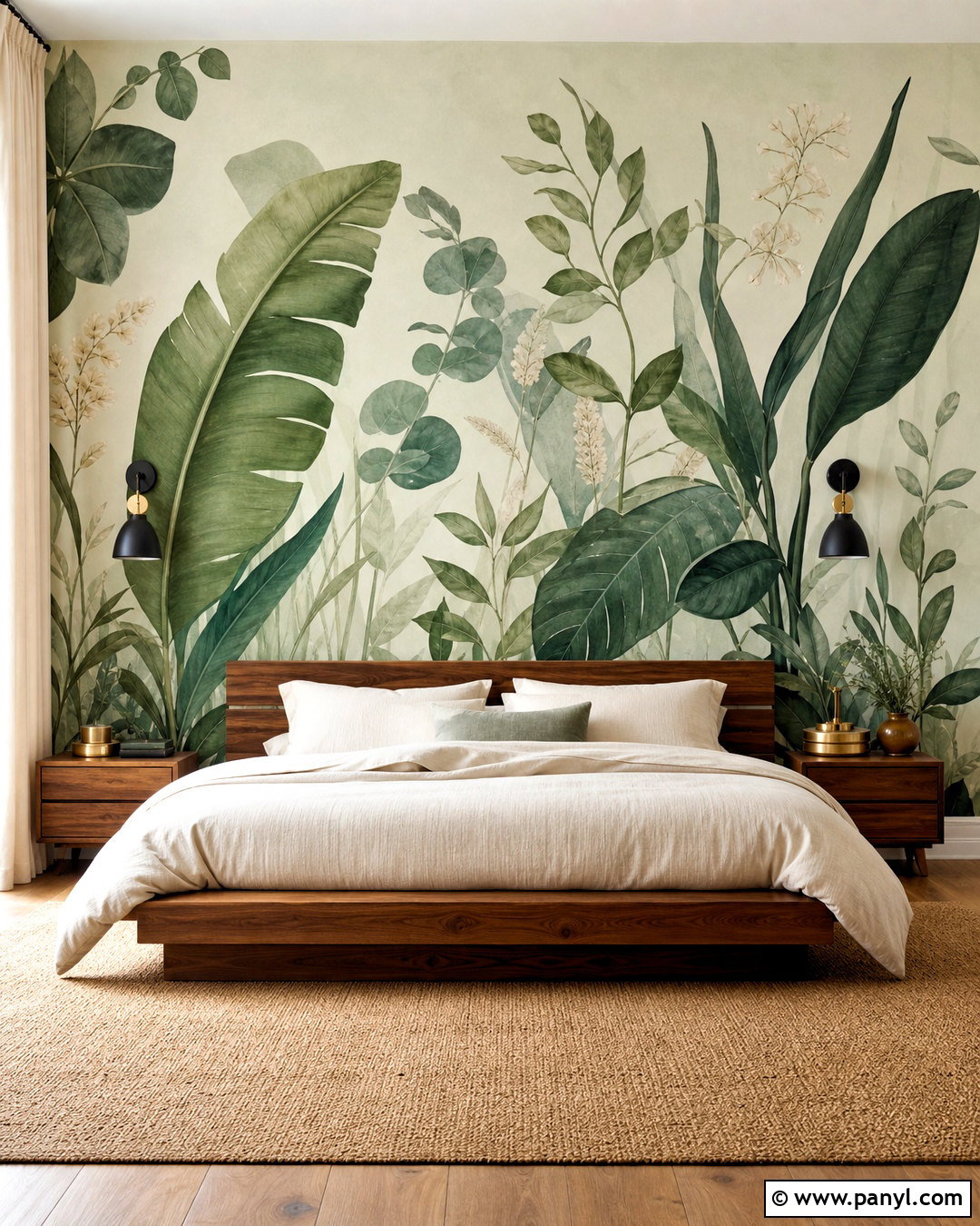 Botanical Green Wall Mural - 20 green wall painting ideas