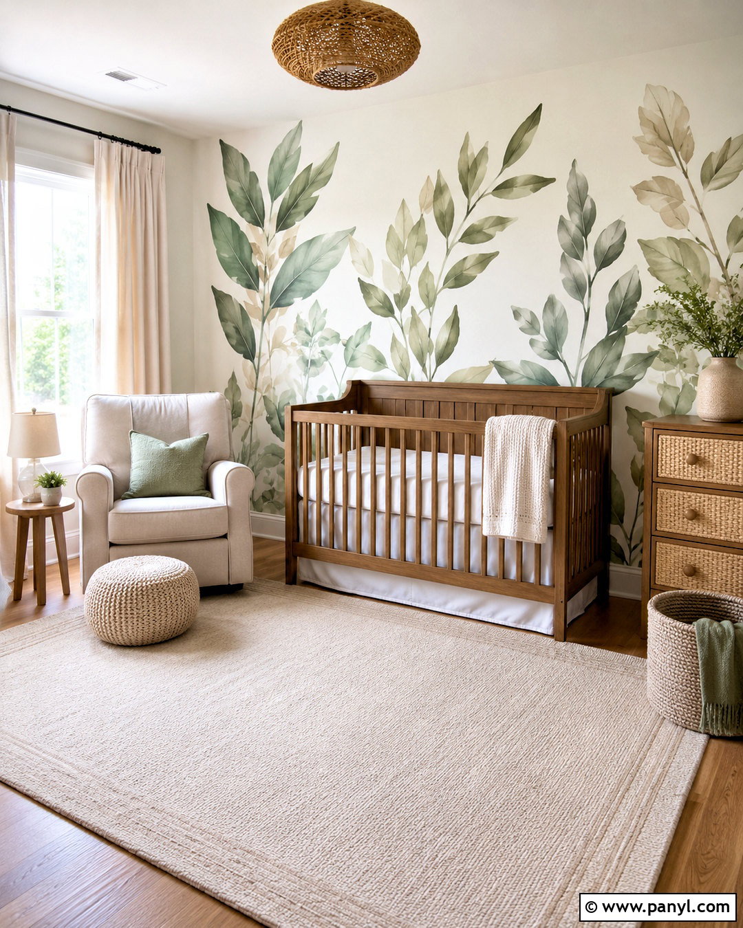 Botanical Leaf Nursery Wall - 20 nursery wall painting ideas