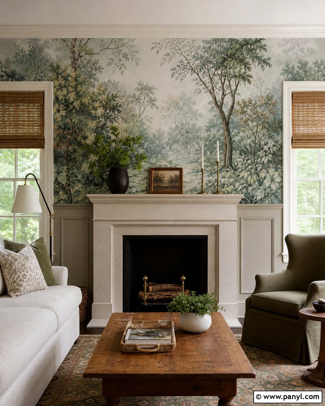 Botanical Mural Above Fireplace - 25 Accent Wall Above Fireplace Ideas