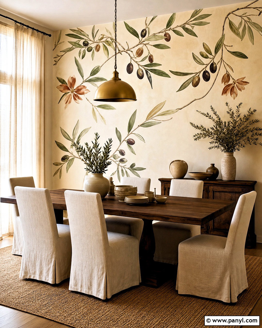 Botanical Mural Dining Room Wall - 20 home wall painting ideas