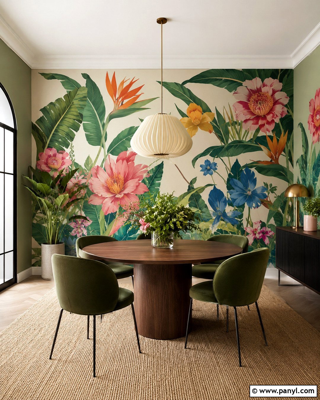 Botanical Mural Dining Room Wall - 20 Colorful Interior Walls