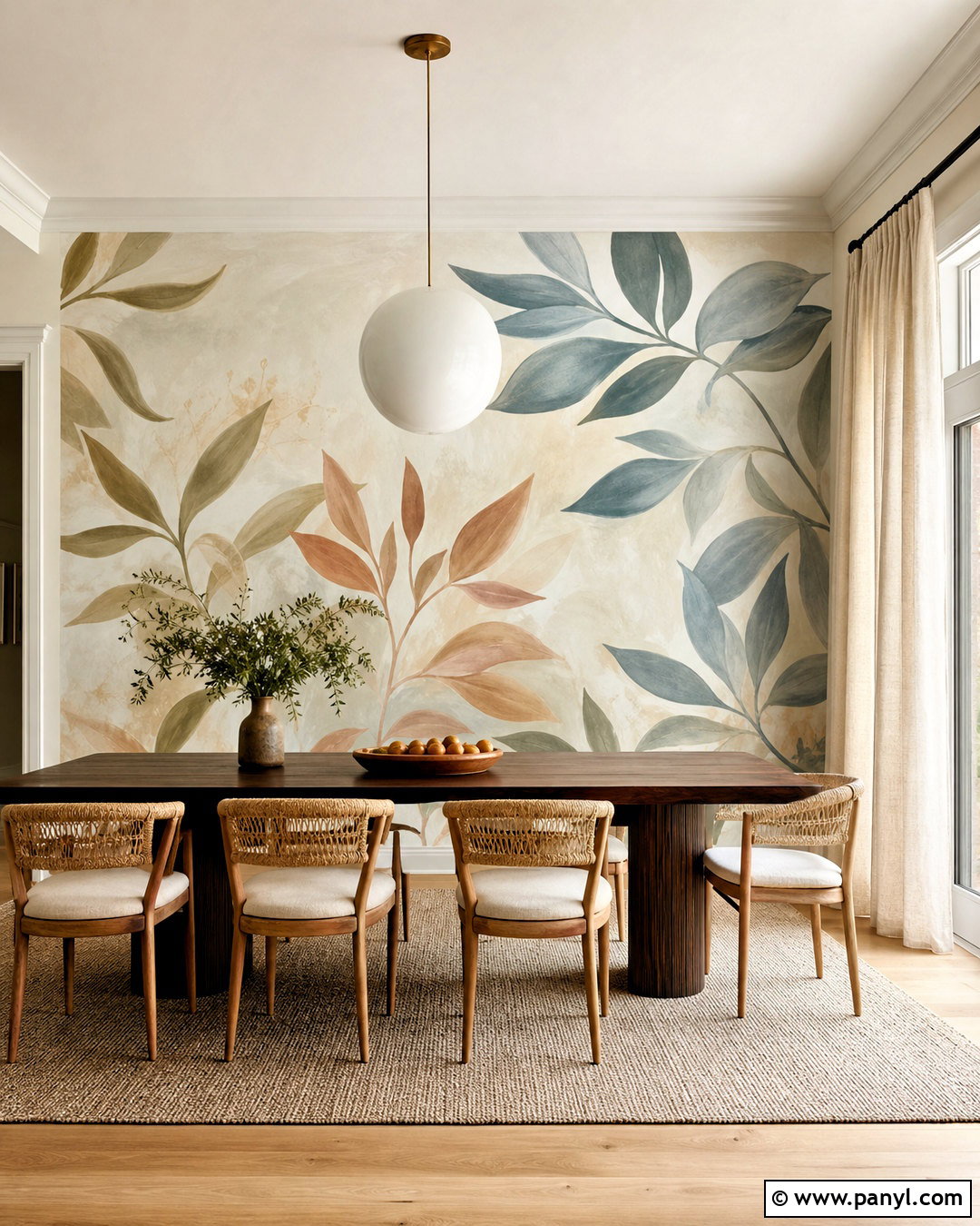 Botanical Mural Painted Accent Wall - 20 painted accent wall ideas