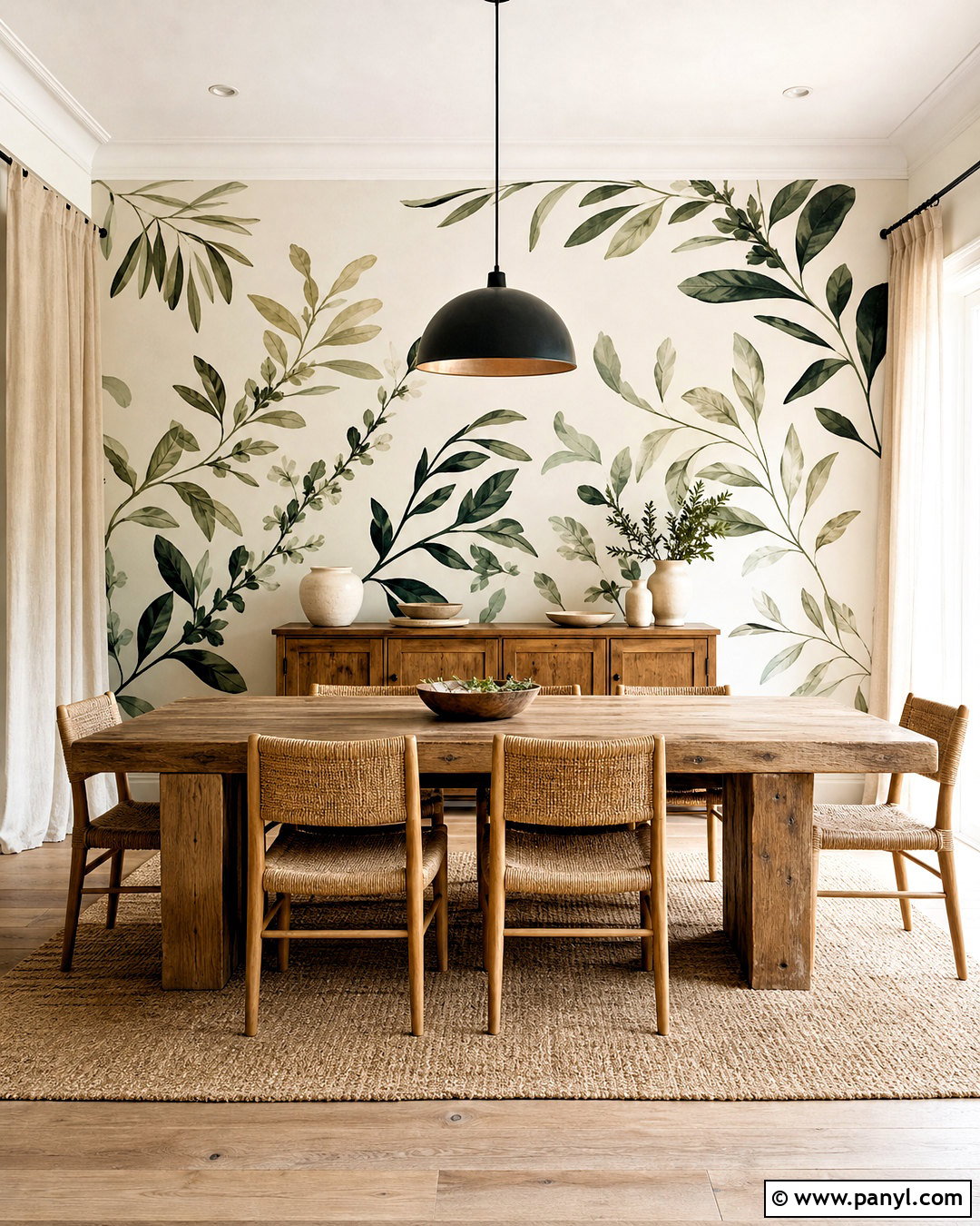 Botanical Painted Feature Wall - 20 painted feature wall ideas