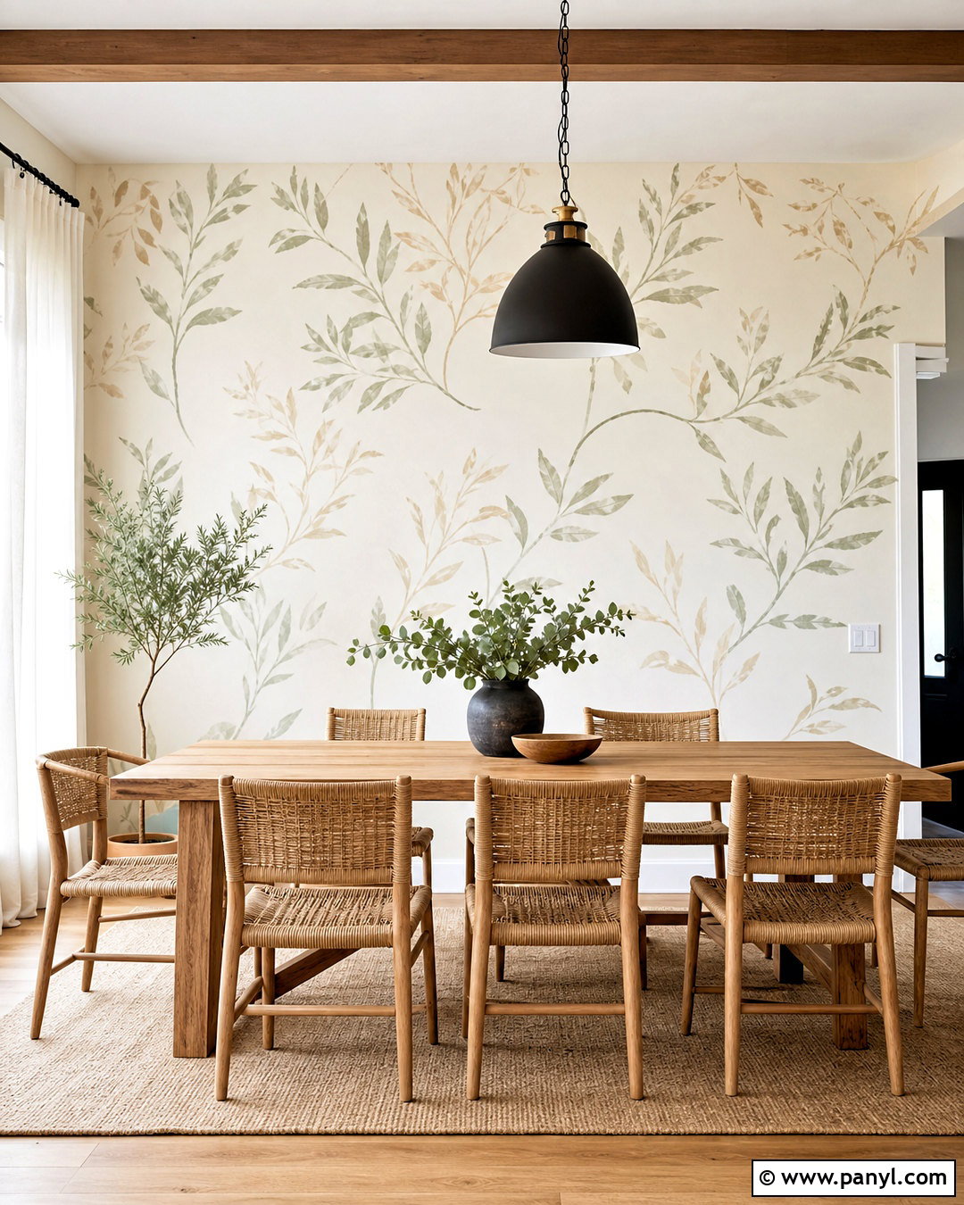 Botanical Stencil Spray Paint Wall - 20 spray paint wall ideas