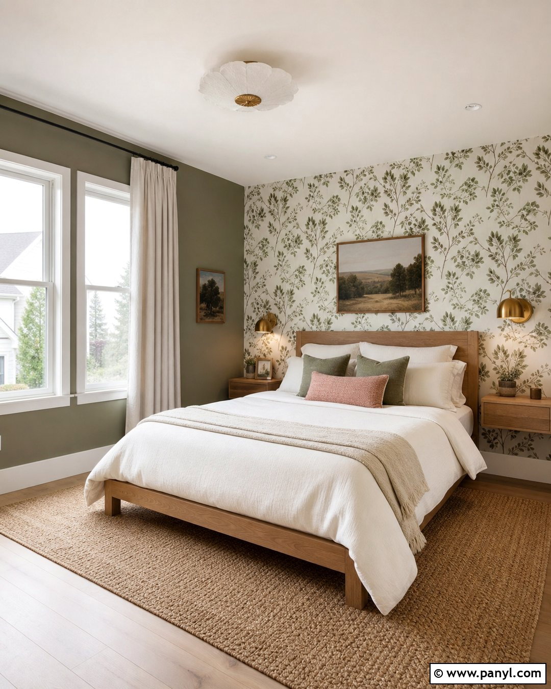 Botanical Wallpaper Accent Wall - 25 Small Room Accent Wall Ideas