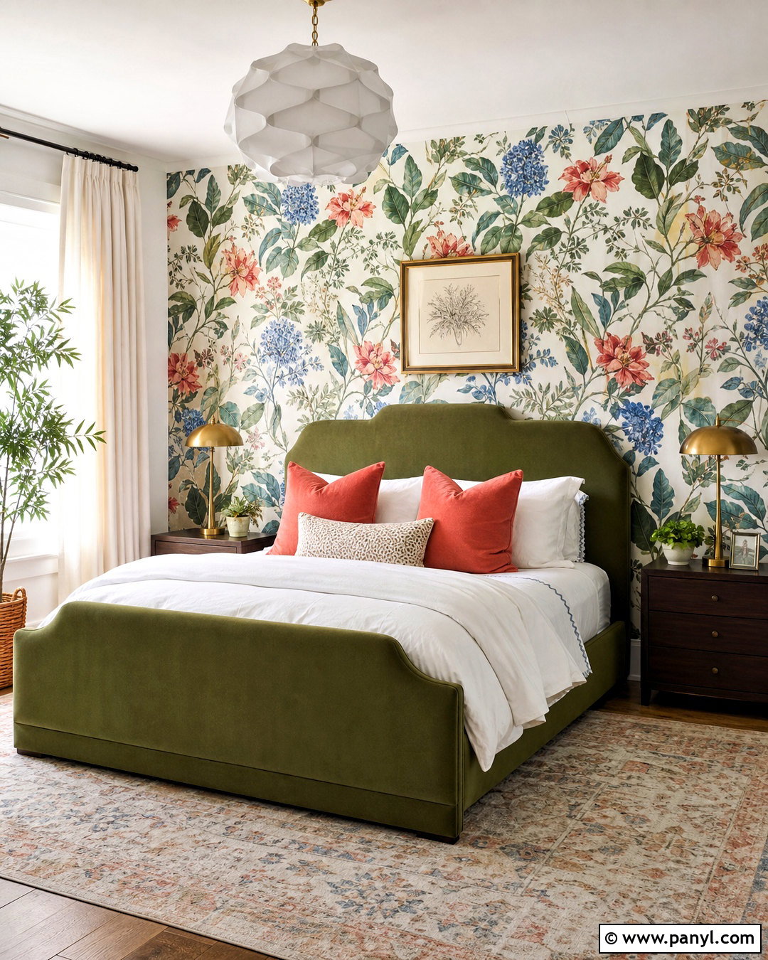 Botanical Wallpaper Accent Wall - 20 fun accent wall ideas