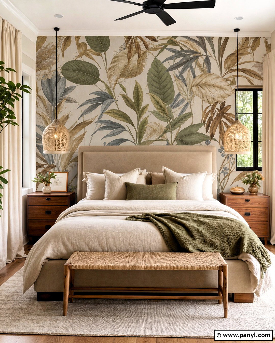 Botanical Wallpaper Accent Wall - 20 unique accent wall ideas