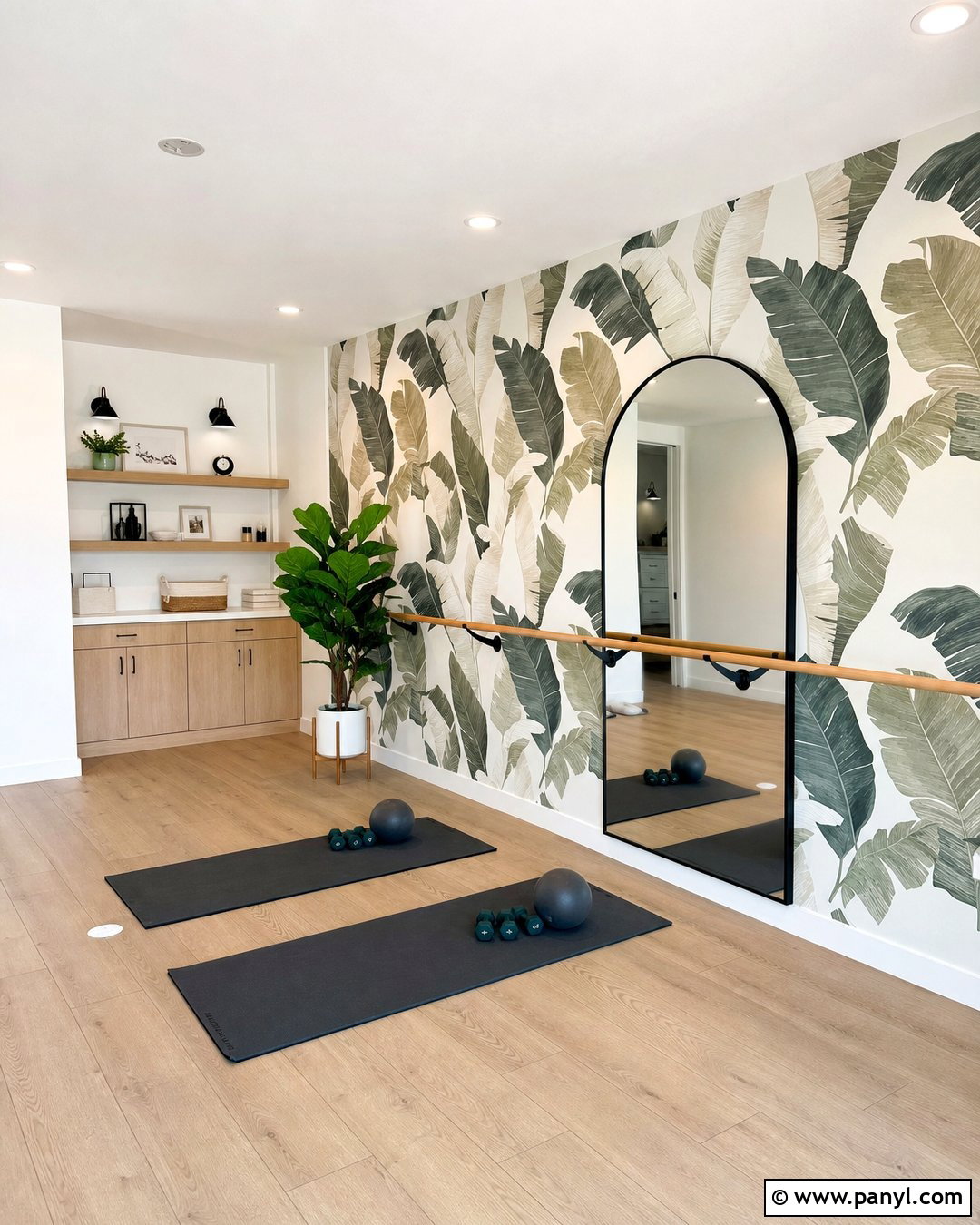 Botanical Wallpaper Accent Wall Gym - 20 Accent Wall Gym Ideas