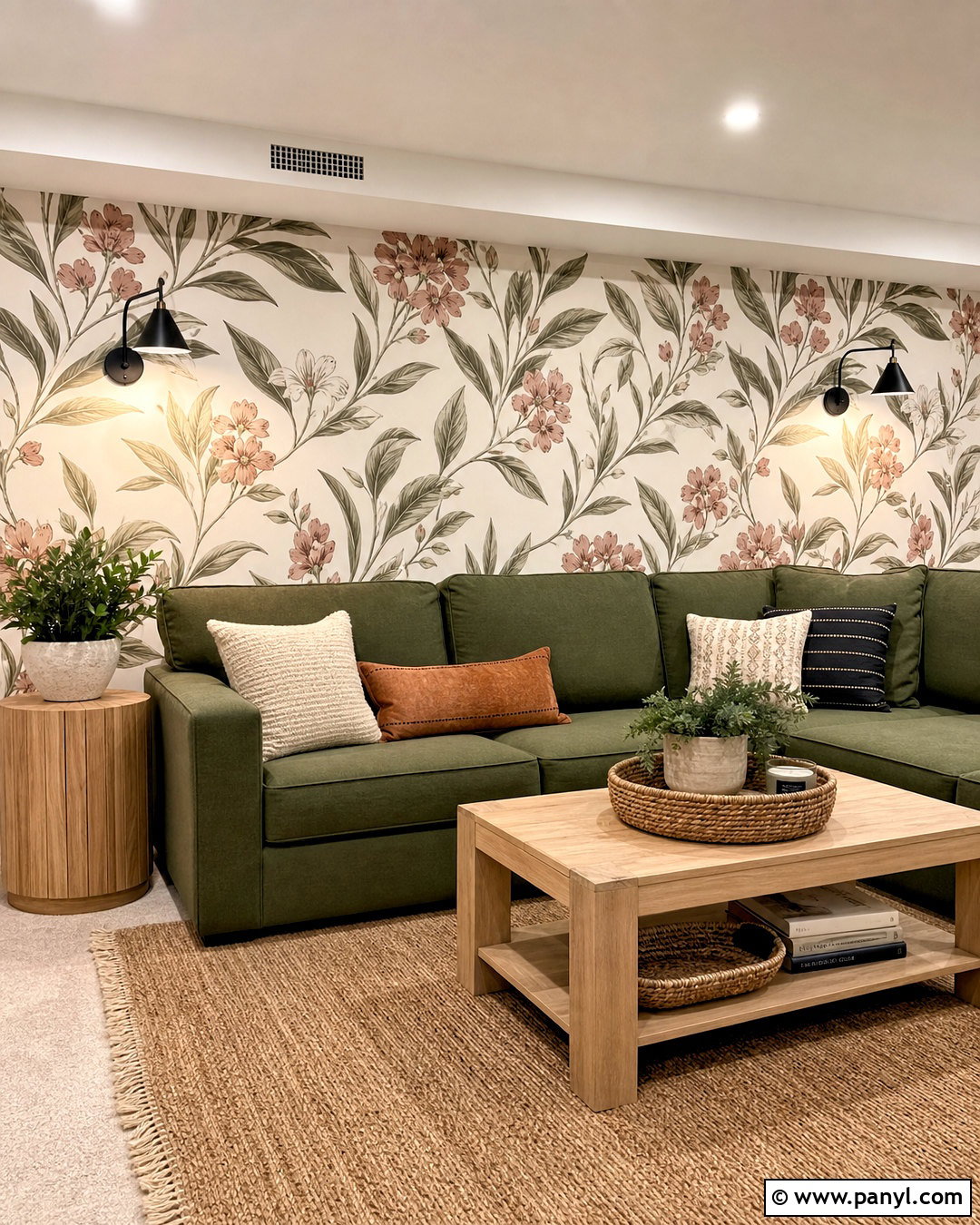 Botanical Wallpaper Basement Accent Wall - 20 basement accent wall ideas