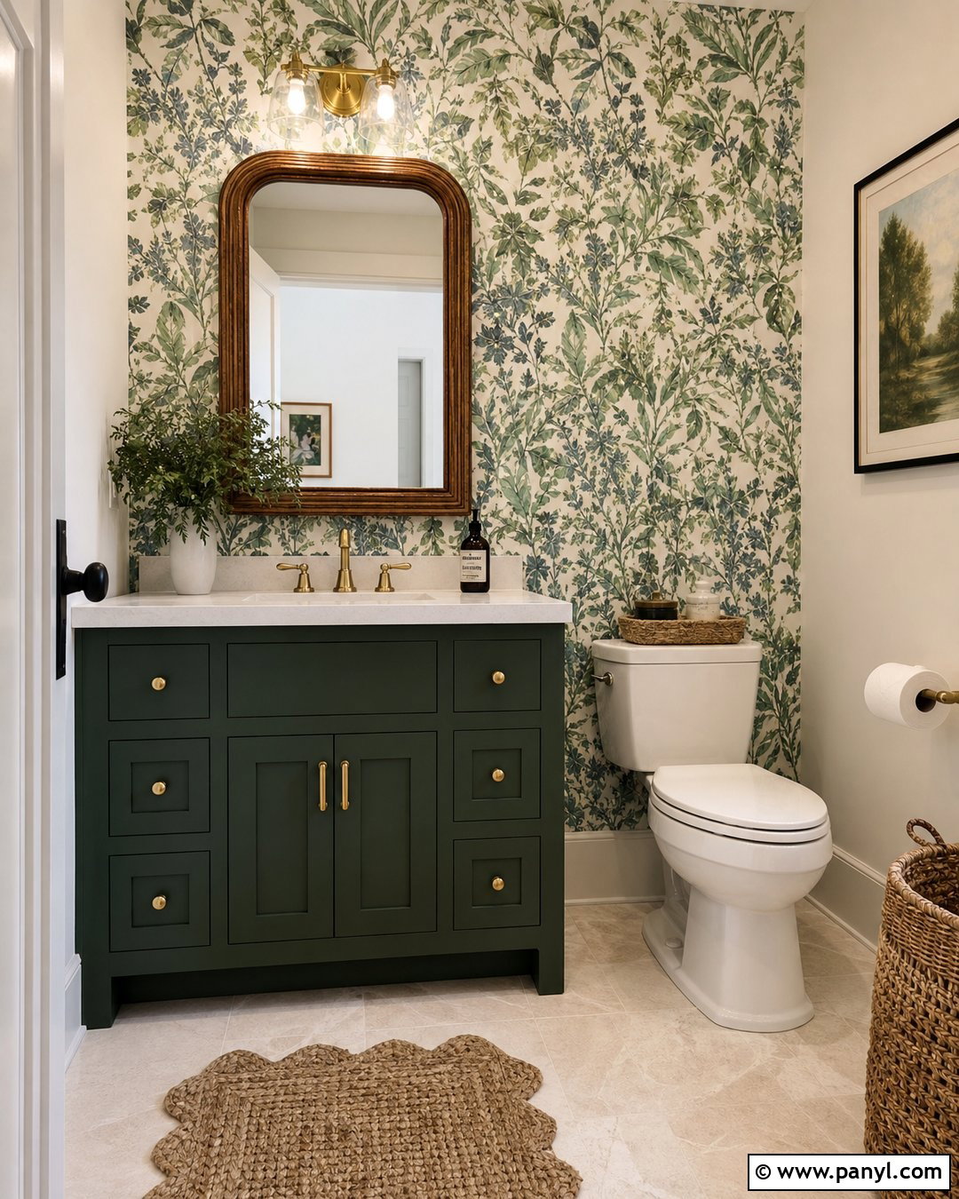 Botanical Wallpaper Bathroom Accent Wall - 20 Bathroom Accent Wall Ideas