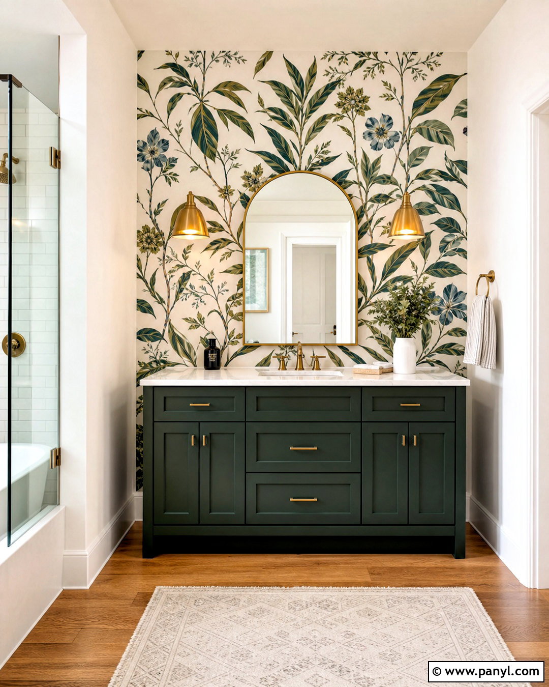 Botanical Wallpaper Bathroom Feature Wall - 20 bathroom feature wall ideas