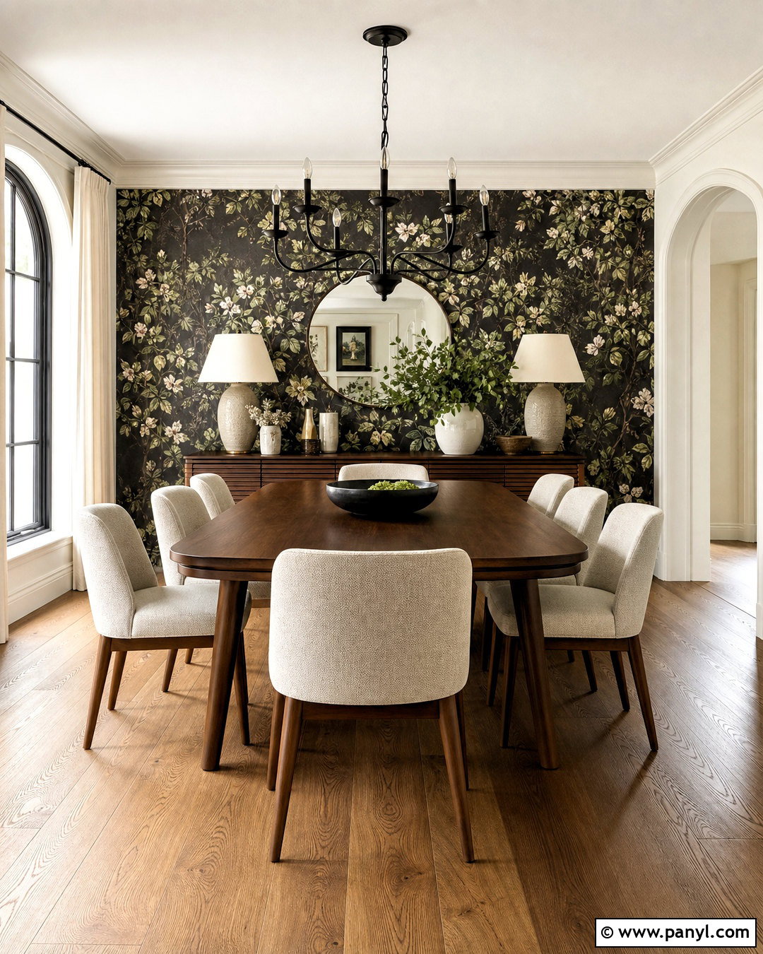 Botanical Wallpaper Dining Room Accent Wall - 20 room accent wall ideas