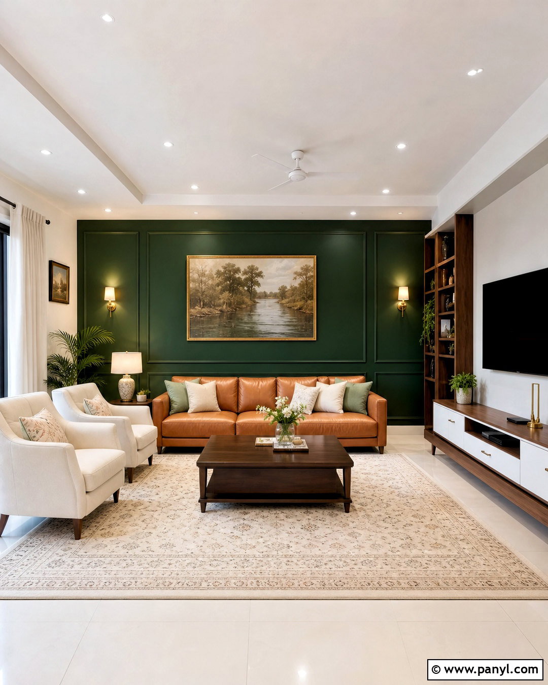 Bottle Green And Pure White Hall Paint - 20 hall colour paint living rooms indian ideas