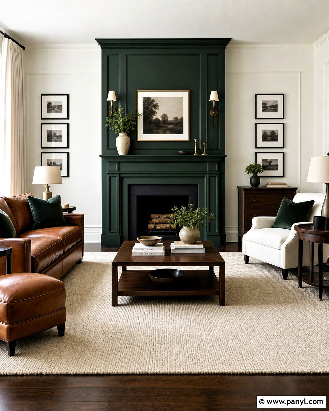 Bottle Green And Pure White Hall Room - 20 hall room color ideas