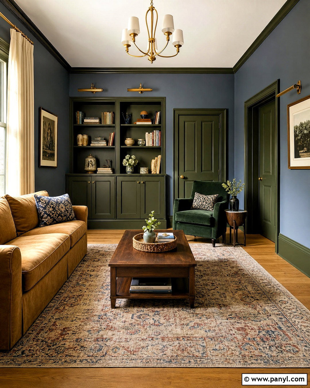 Bottle Green Skirting Boards With Blue Walls - 20 green skirting boards