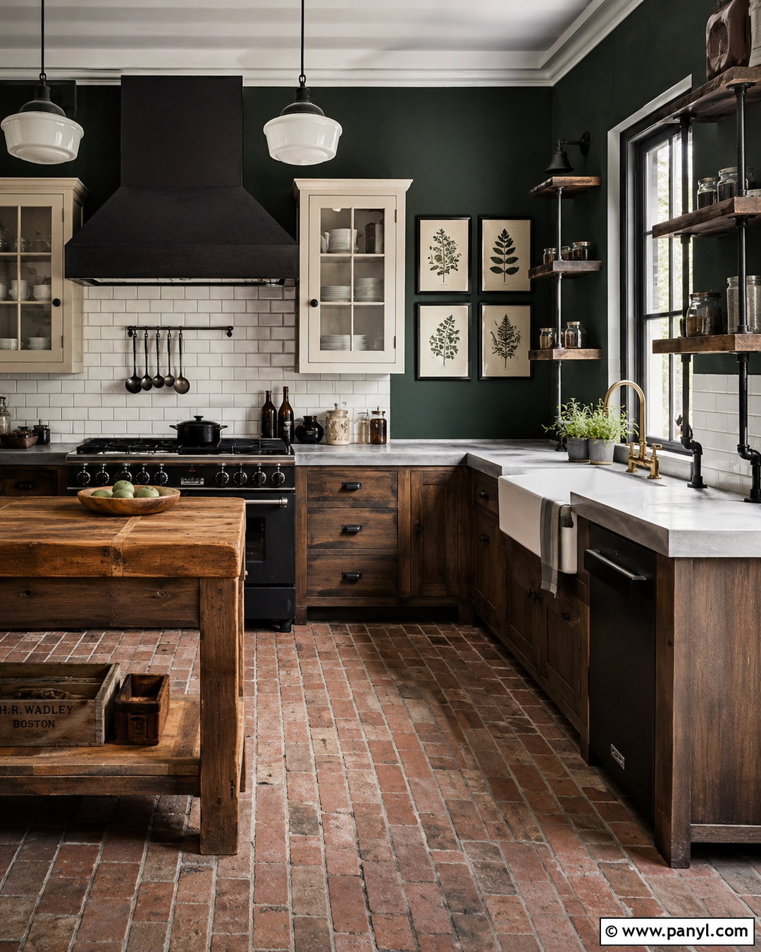 Bottle Green Vintage Industrial Kitchen - 20 Vintage Kitchen With Green Walls