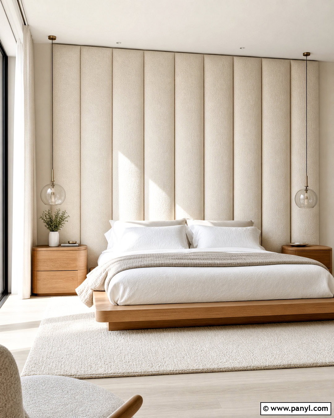Boucle Upholstered Wall Panels - 20 wall panel texture ideas