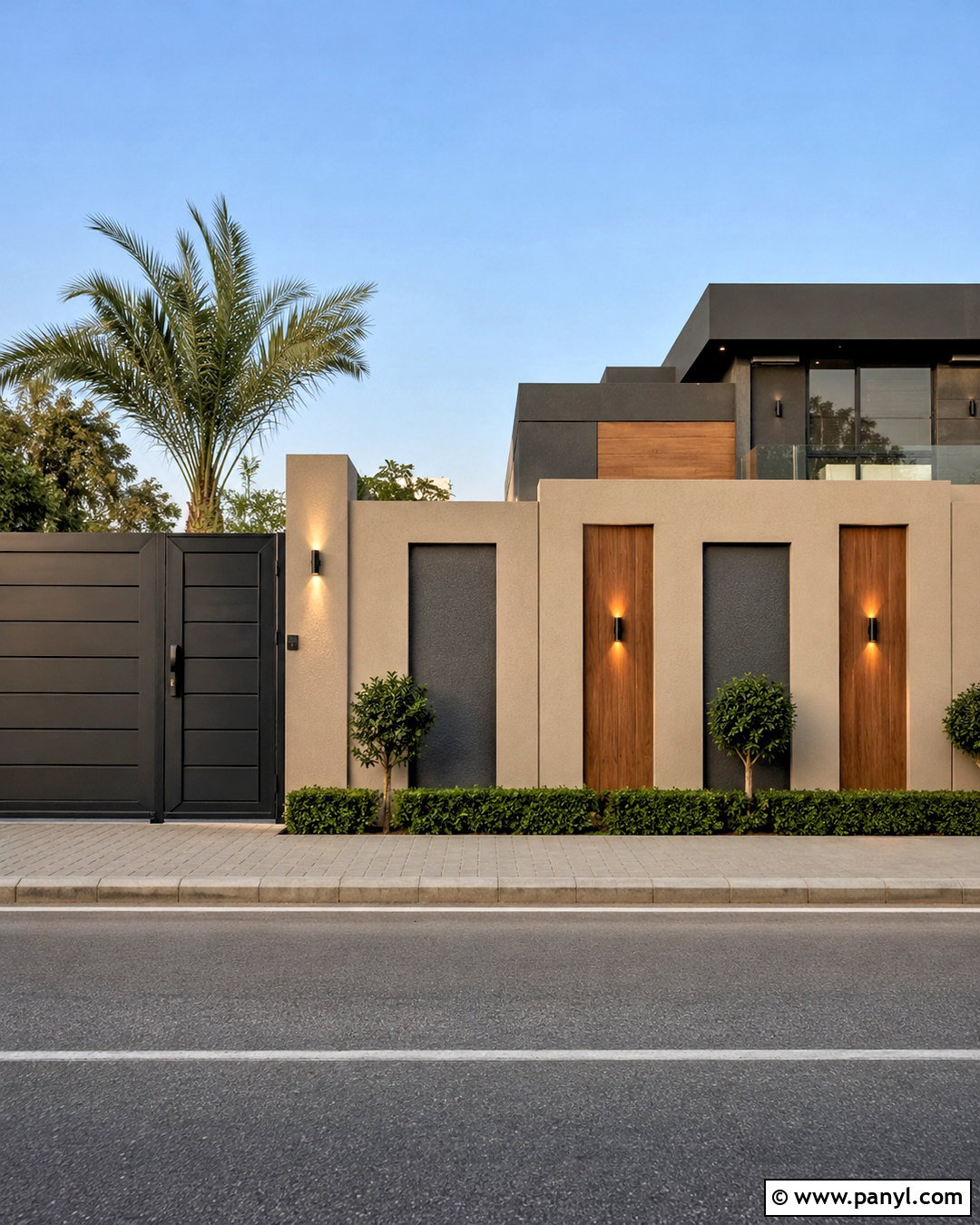 Boundary Wall With Geometric Panels - 20 boundary wall design exterior ideas