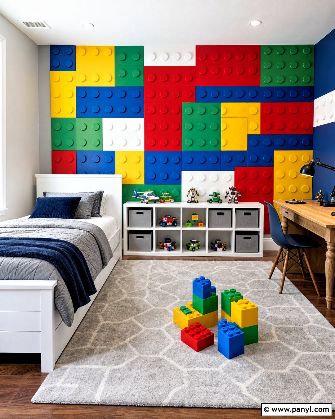 Boys Bedroom Building Block Accent Wall - 20 kids accent wall boys