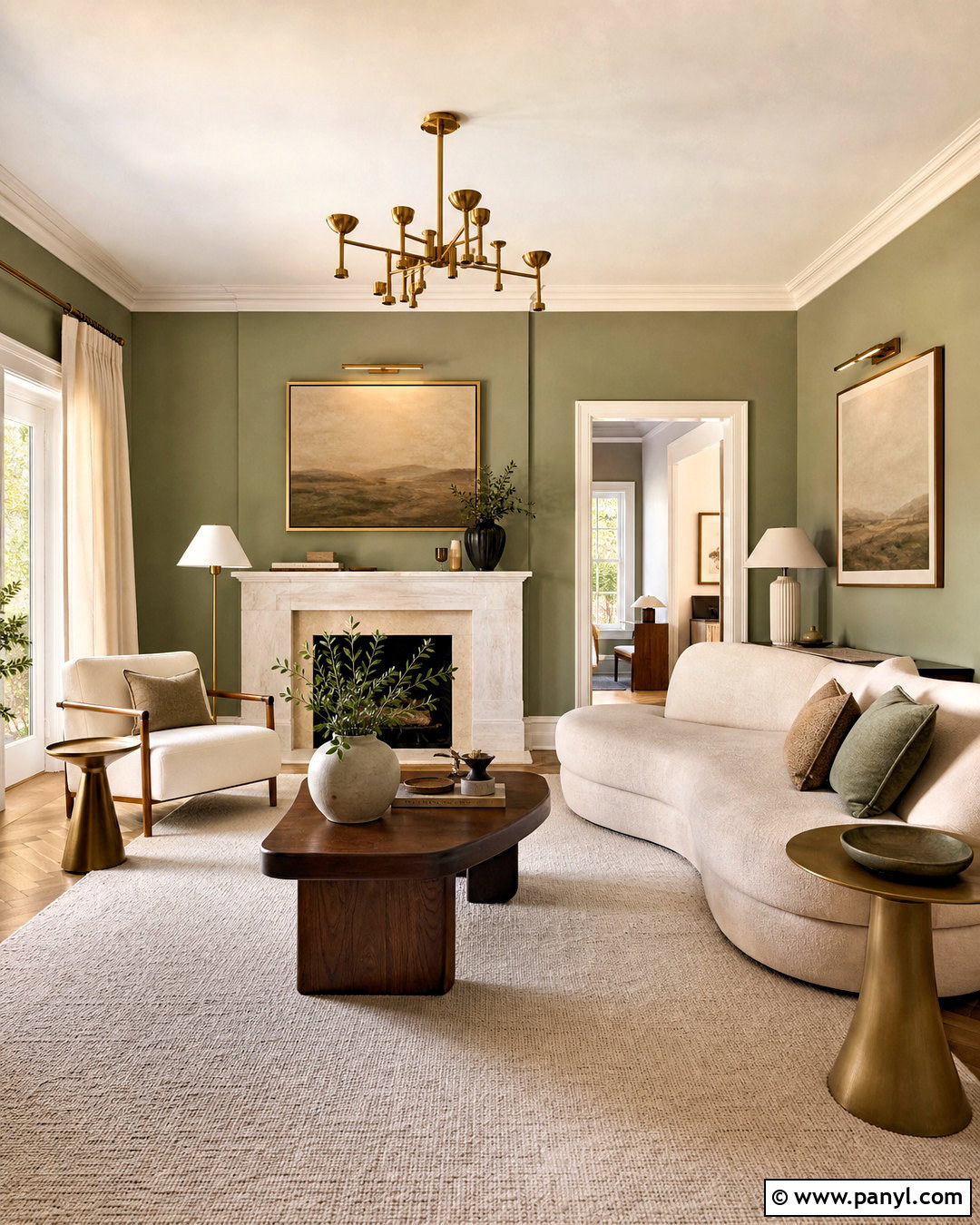 Brass Accent Sage Green And Cream Living Room - 20 sage green and cream living room ideas