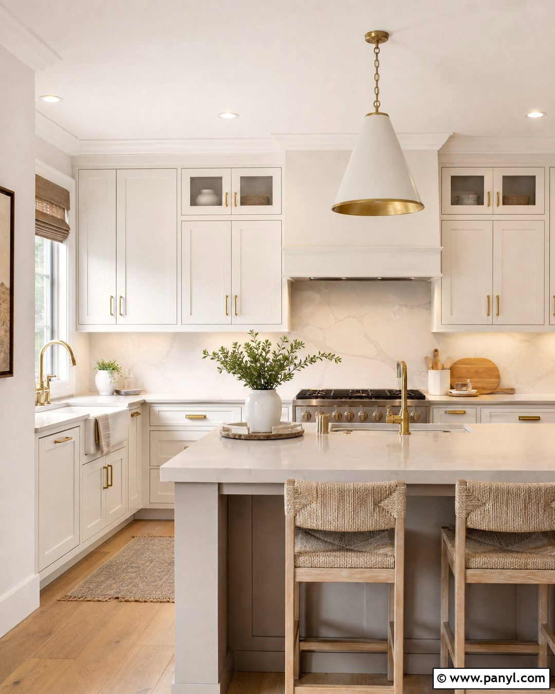 Brass Hardware With Alabaster Walls And White Cabinets - 25 Alabaster Walls With White Cabinets