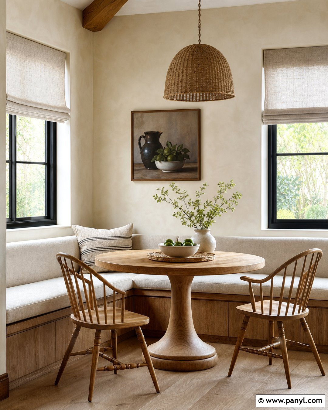Breakfast Nook With Cream Limewash Walls - 30 cream limewash walls