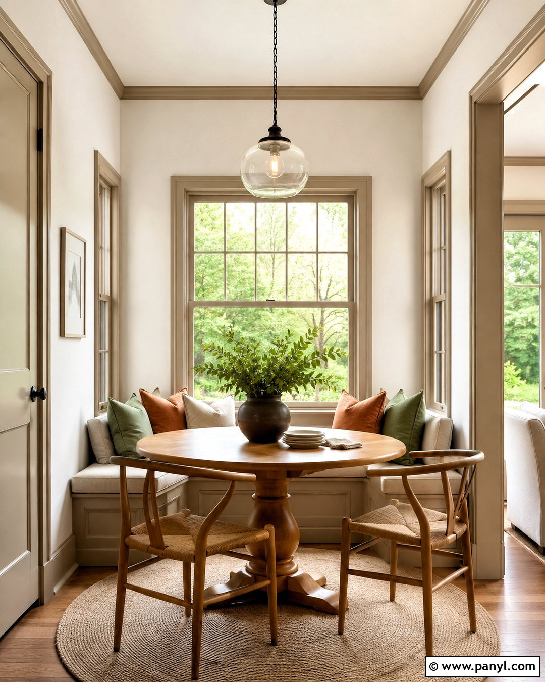 Breakfast Nook With Taupe Trim - 35 Taupe Trim White Walls