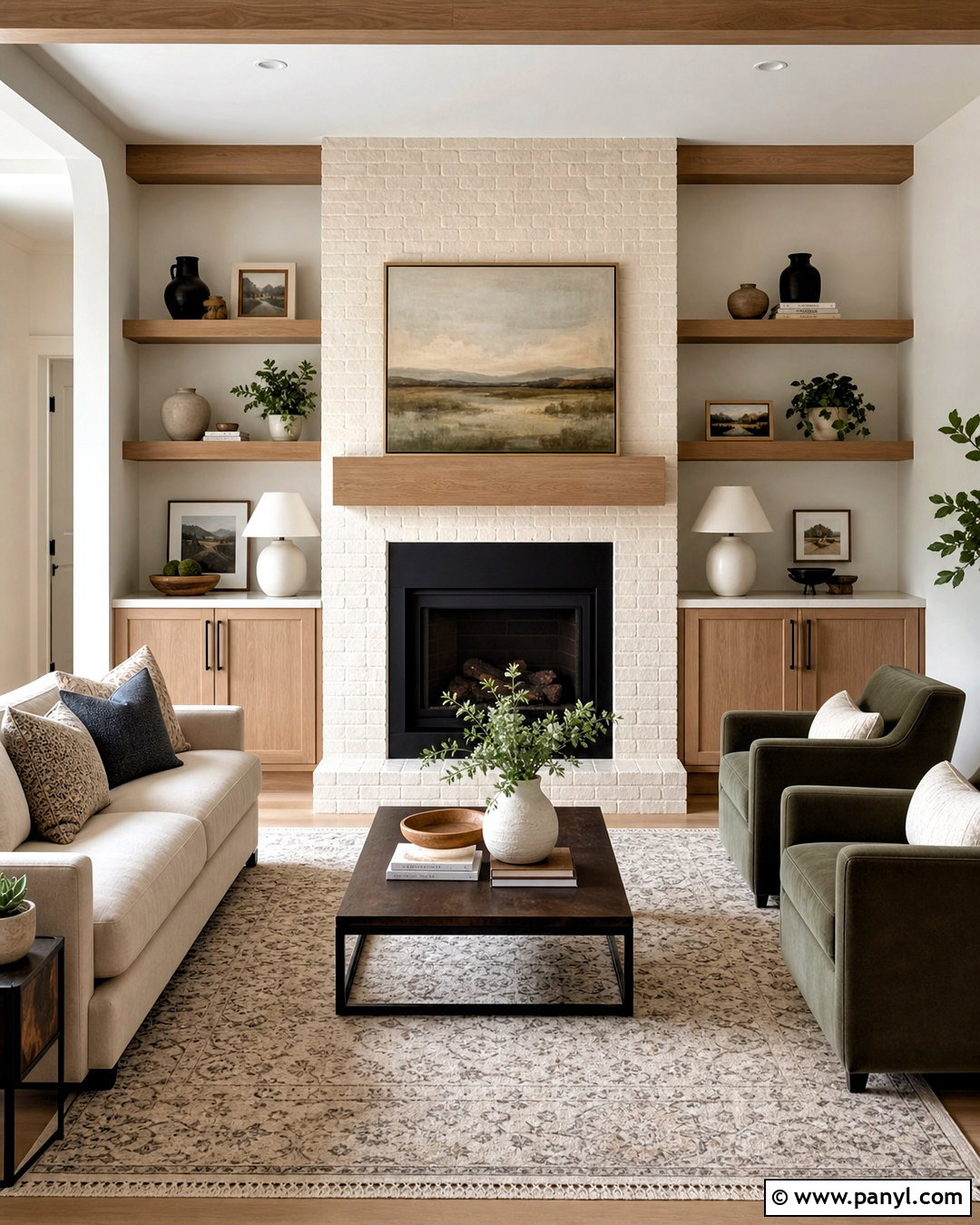 Brick Fireplace With Lower Cabinets - 20 full wall brick fireplace makeover ideas