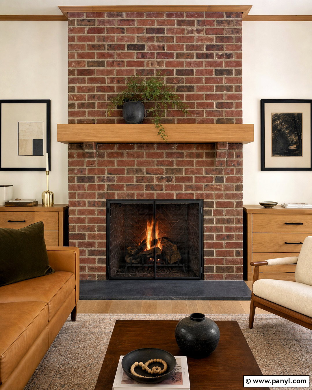 Brick Fireplace With Oak Mantel - 20 updating fireplace brick ideas
