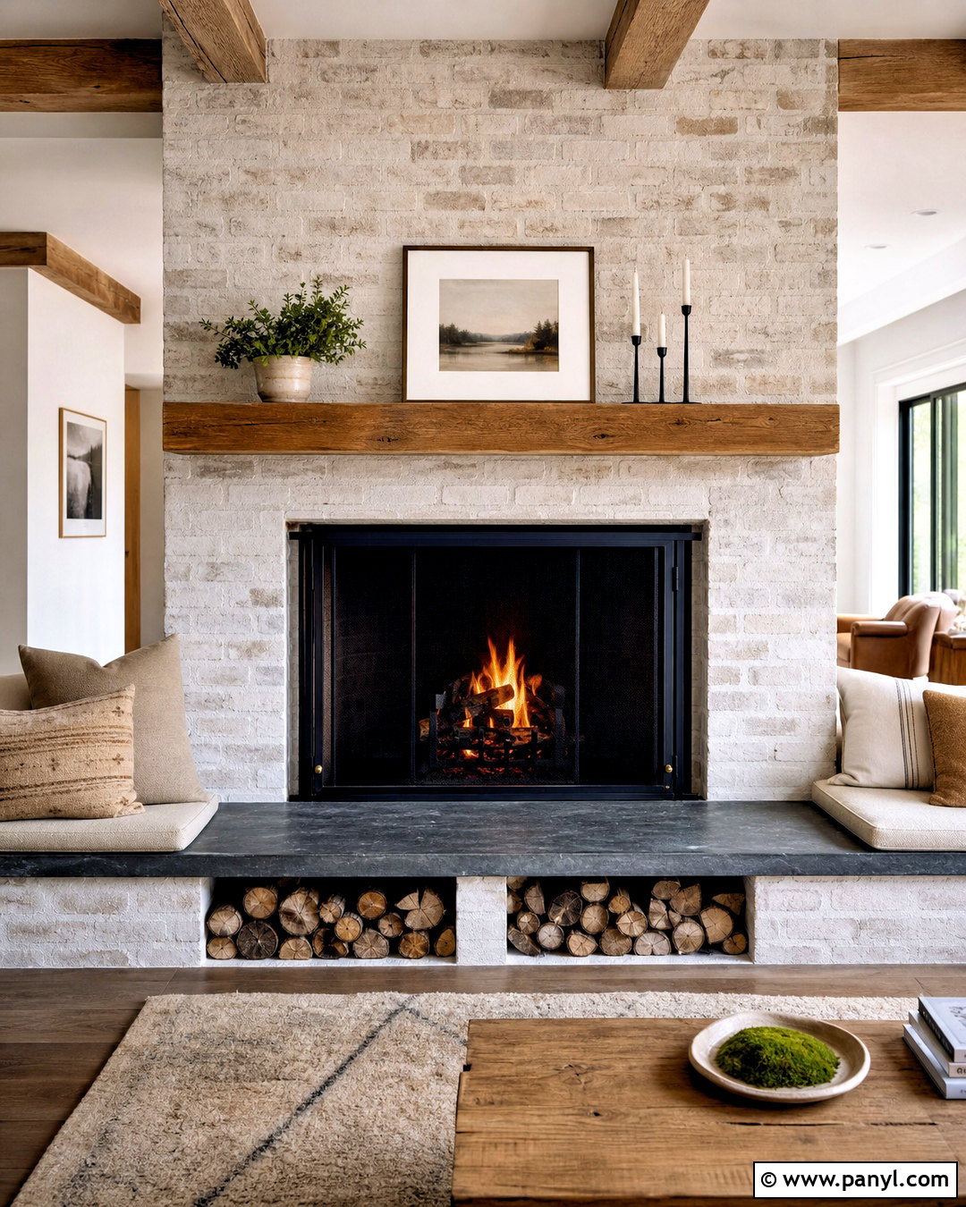 Brick Fireplace With Raised Hearth Bench - 20 updating fireplace brick ideas