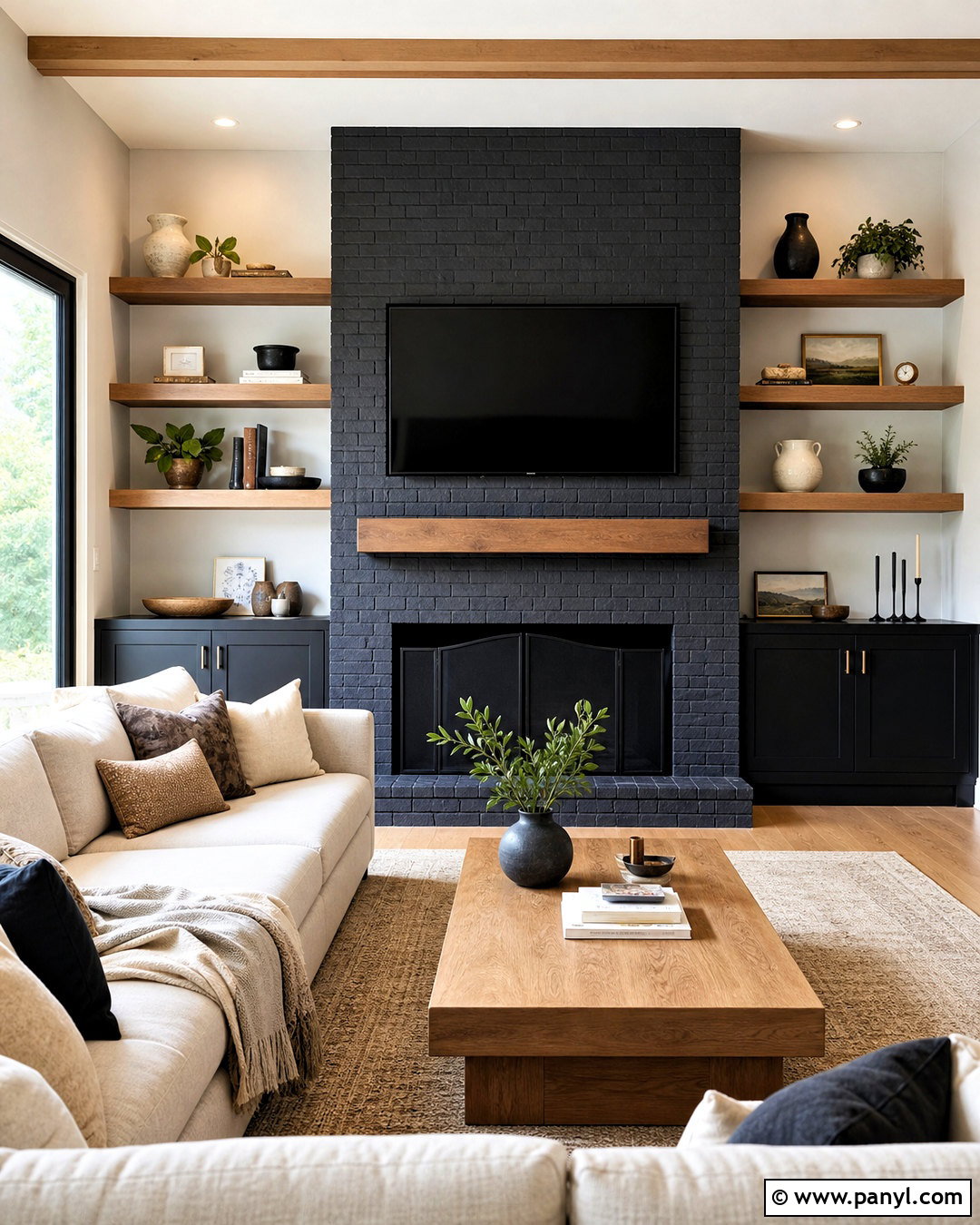Brick Fireplace With TV - 20 full wall brick fireplace makeover ideas