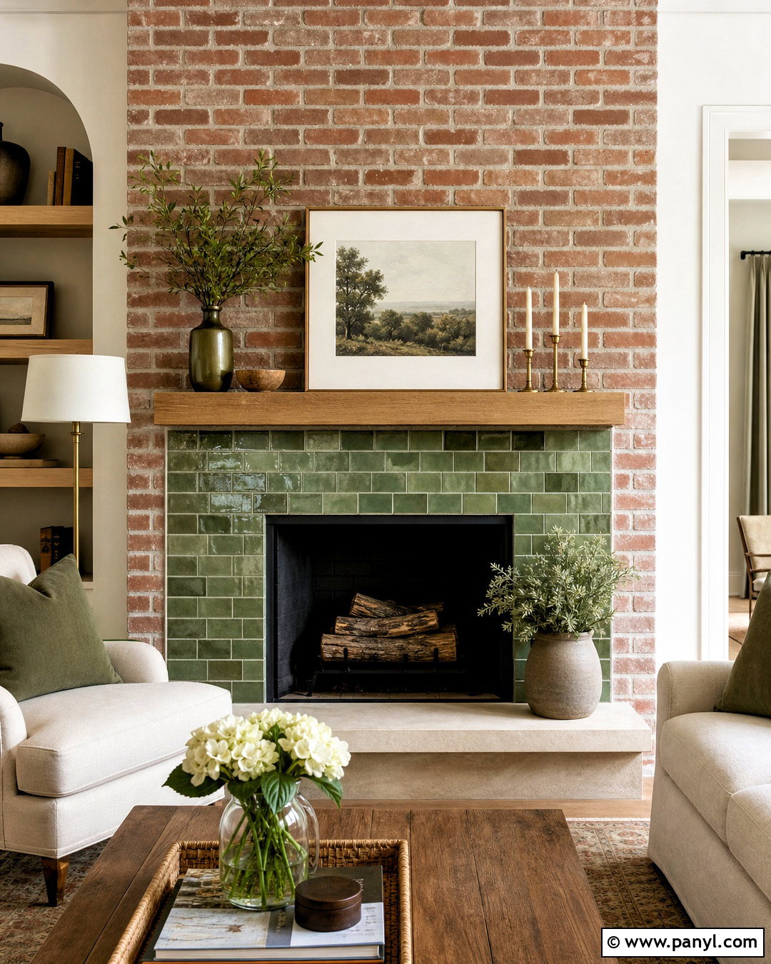 Brick Fireplace With Zellige Tile - 20 updating fireplace brick ideas