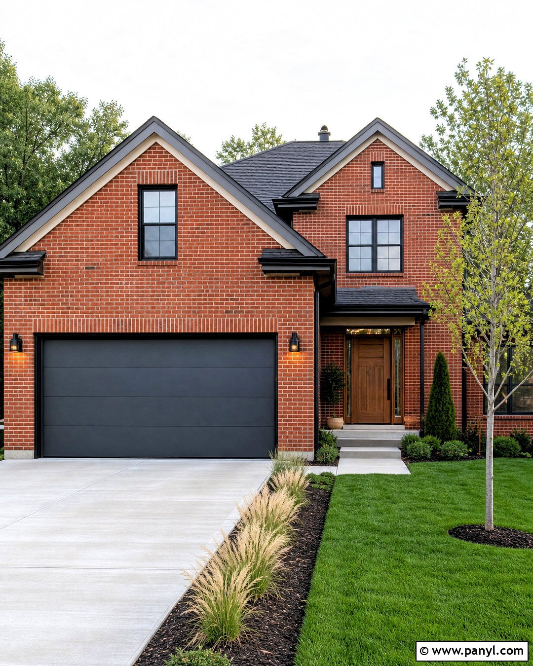Brick House With Modern Garage Doors - 20 updating brick house exterior ideas