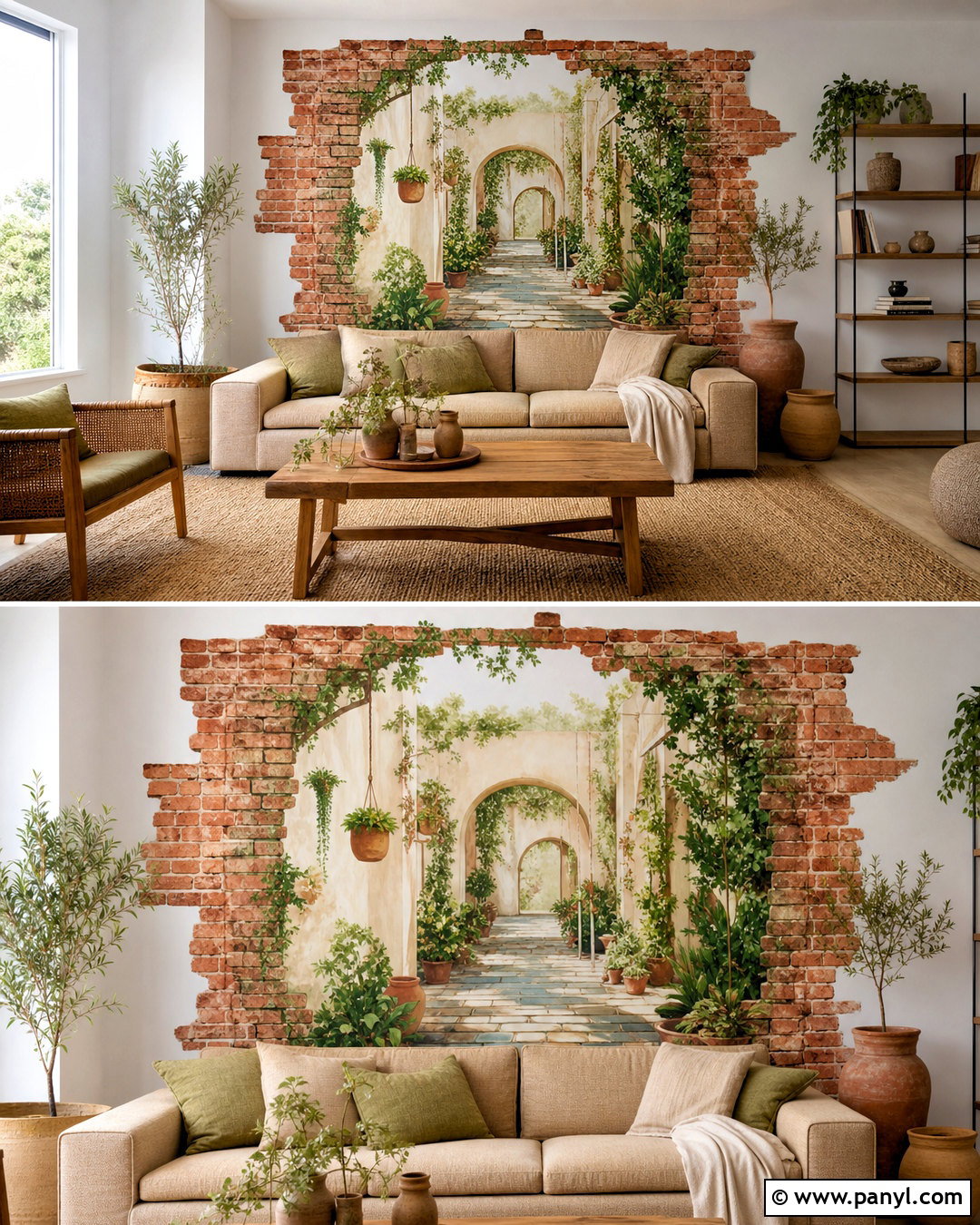 Brick Opening 3D Wall Painting - 20 3d wall painting ideas living rooms