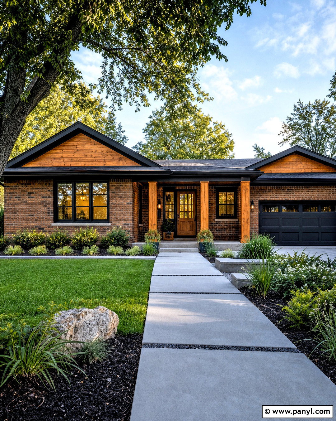 Brick Ranch House With Cedar Accents - 20 updating brick house exterior ideas