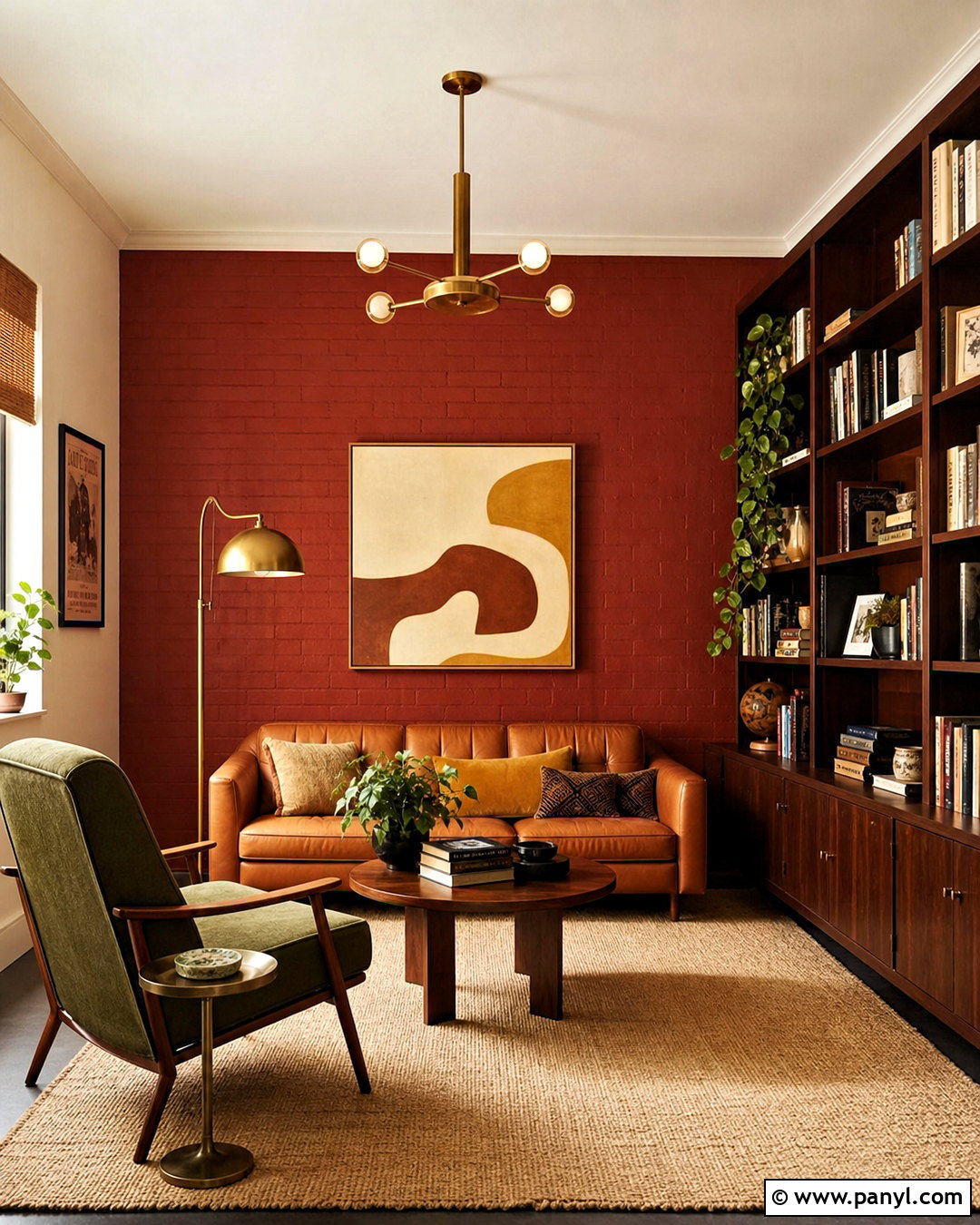 Brick Red Accent Wall - 20 retro accent wall ideas
