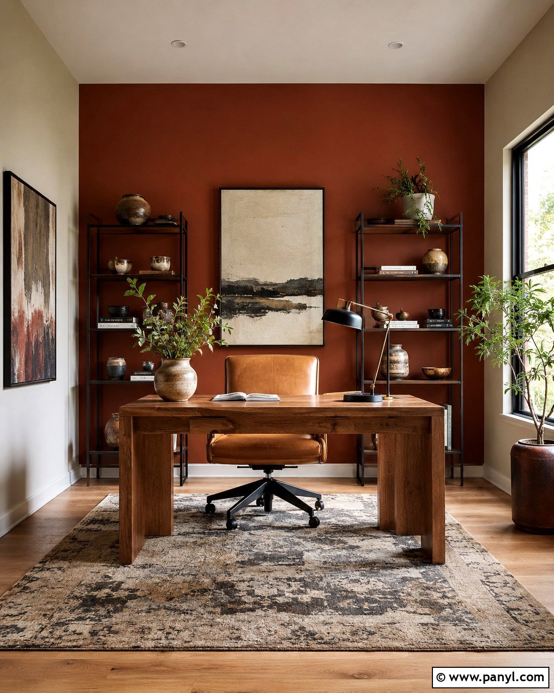 Brick Red Accent Wall Office - 20 Red Accent Wall Office Ideas