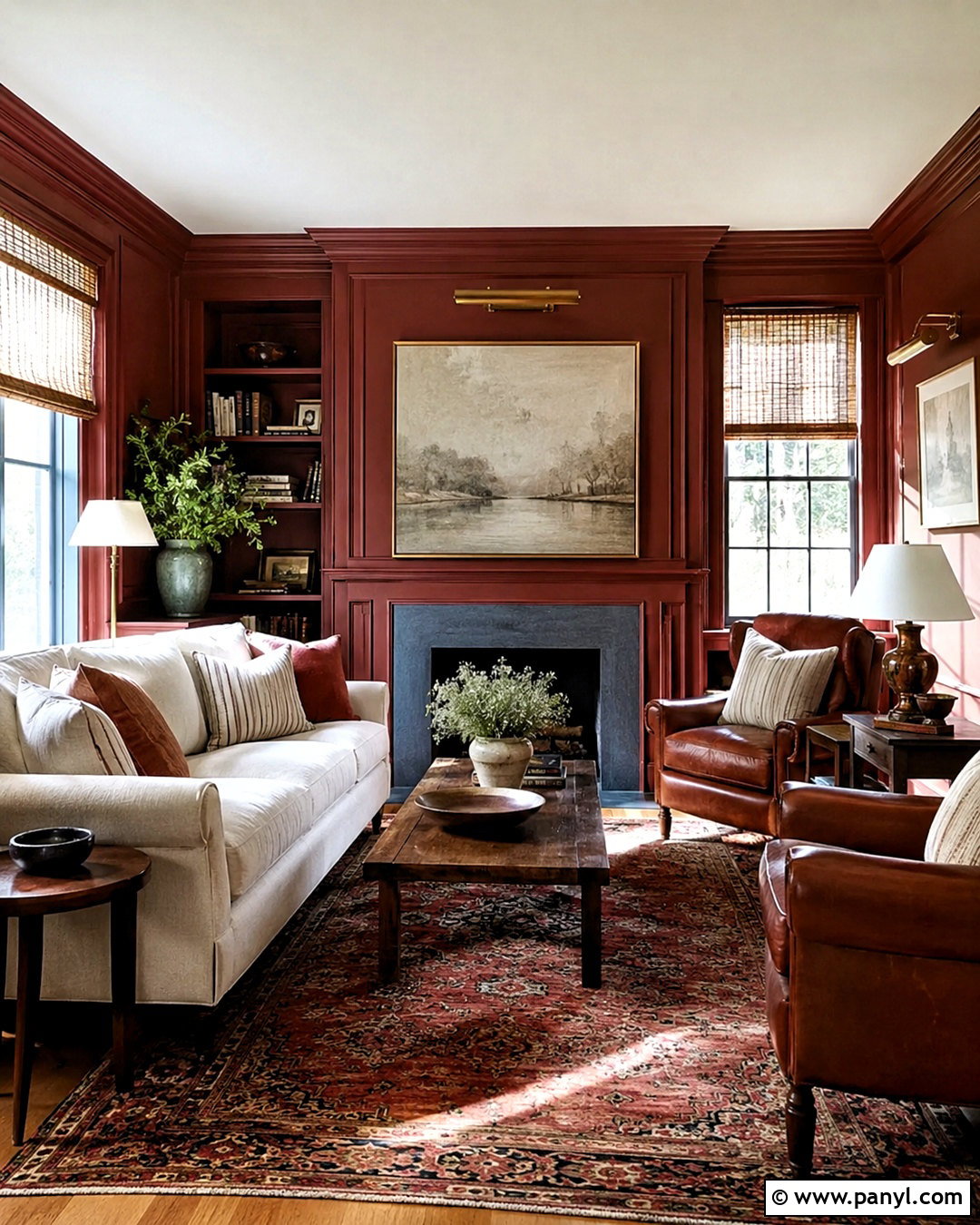 Brick Red And Linen Living Room - 20 cozy living room warm colors