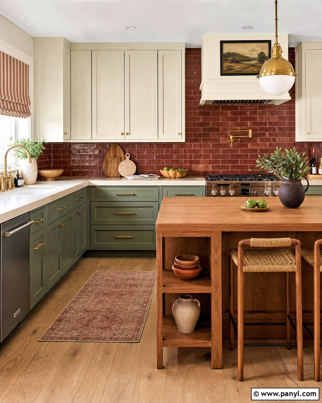 Brick Red And Sage Green Kitchen - 20 red color palette ideas