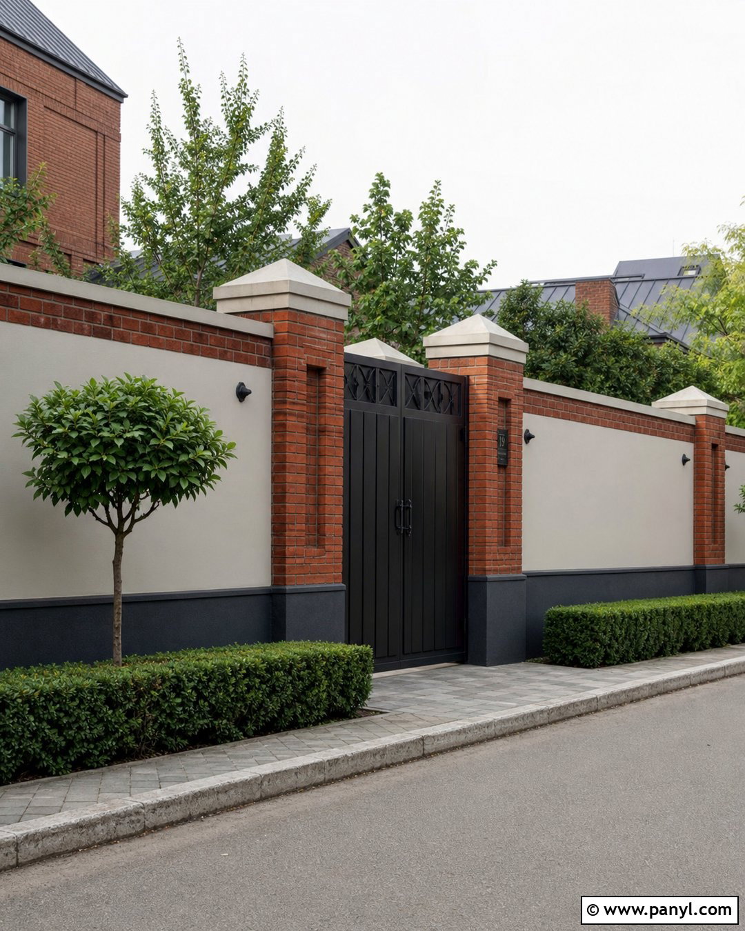 Brick Red And Warm Gray Compound Wall - 30 compound wall colour combinations