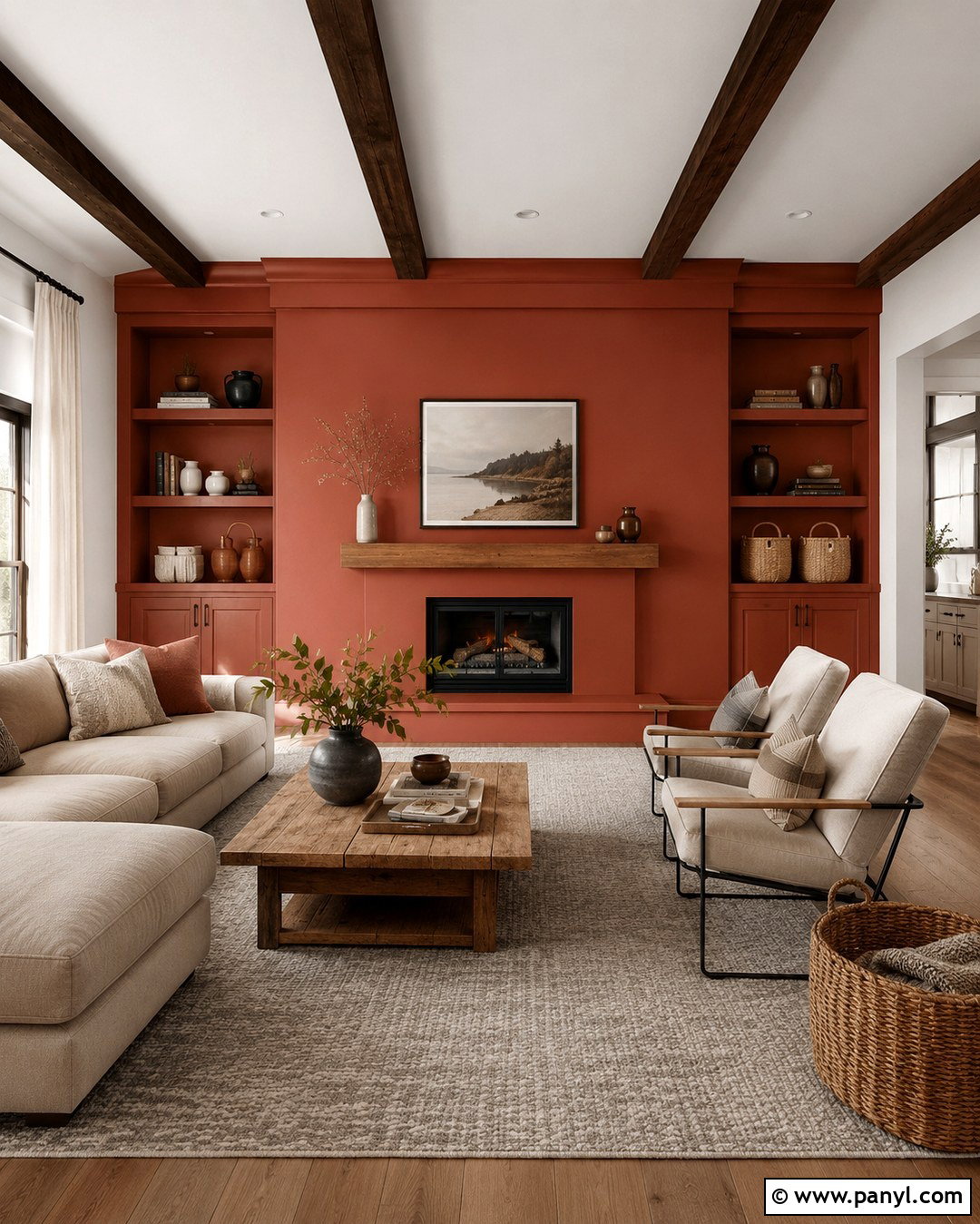 Brick Red Family Room Wall - 20 Vibrant Red Wall Color Ideas