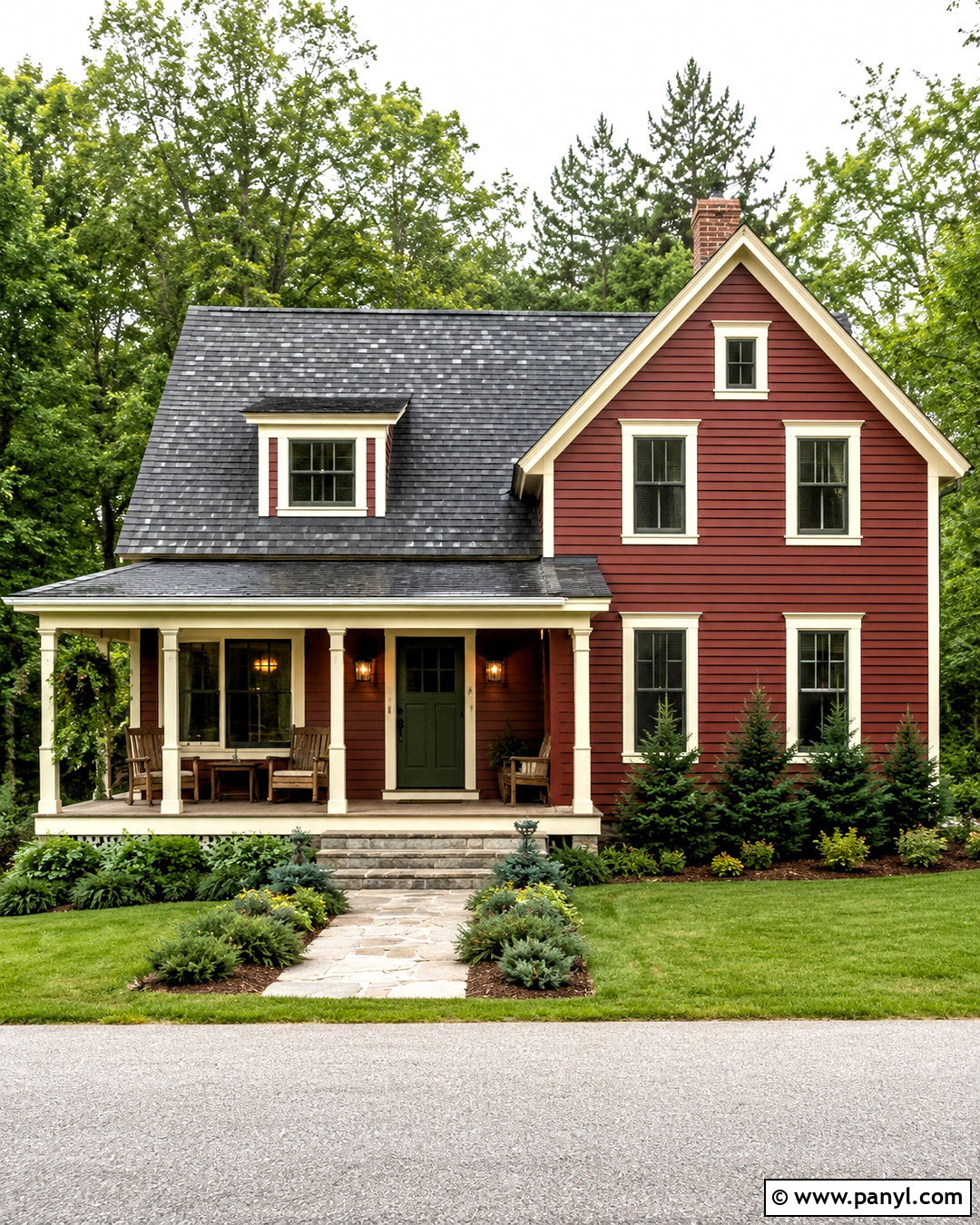 Brick Red House Paint With Cream Trim - 20 house paint ideas